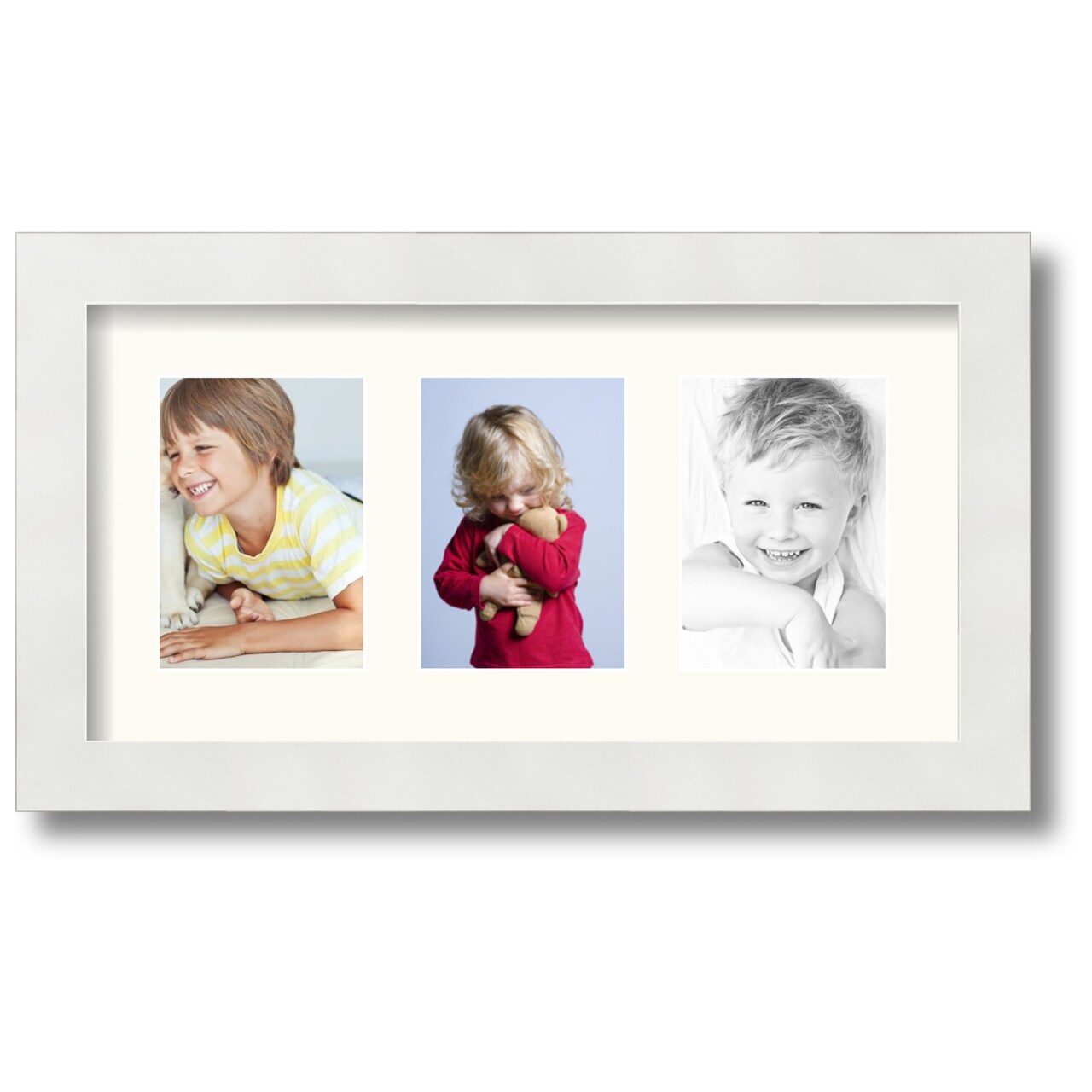 ArtToFrames Collage Photo Picture Frame with 3 - 3.5x5 inch Openings, Framed in White with Over 62 Mat Color Options and Regular Glass (CSM-3966-29)